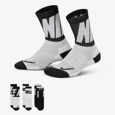 NIKE KIDS 3PCK SOCKS BLACK-BN0679-023