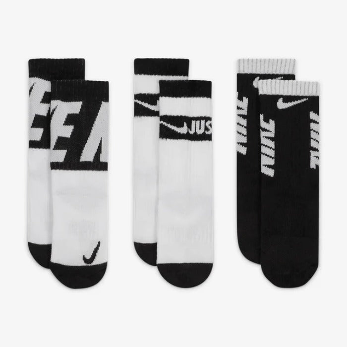 NIKE KIDS 3PCK SOCKS BLACK-BN0679-023