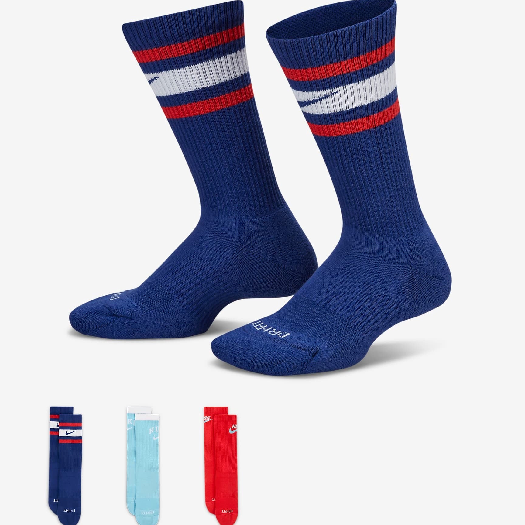NIKE KIDS EVERYDAY PLUS CUSHIONED CREW SOCKS-DH3415-905