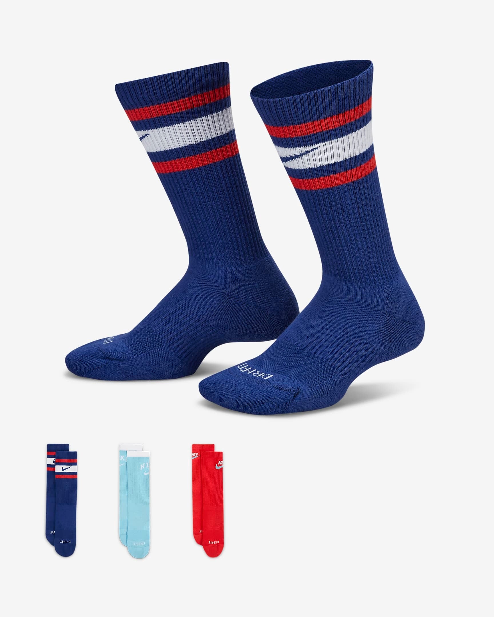 NIKE KIDS EVERYDAY PLUS CUSHIONED CREW SOCKS-DH3415-905