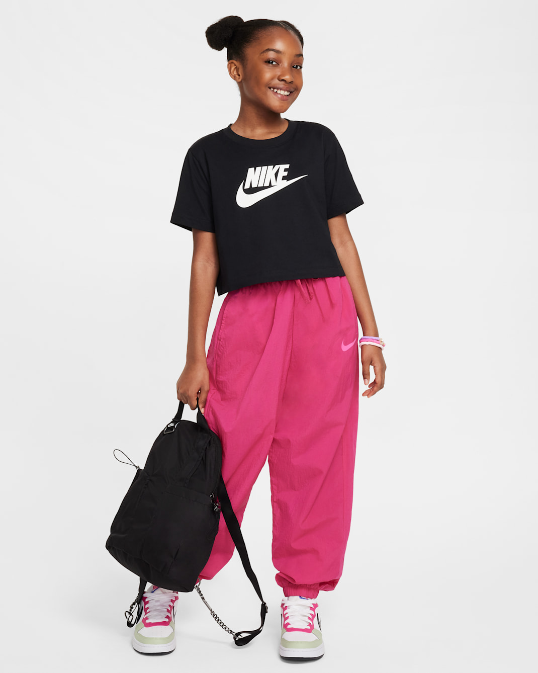 NIKE KIDS GIRLS' SPORTSWEAR TEE CROP FUTURA HBR-FZ5548-010